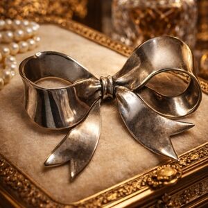 VINTAGE 70’S LARGE BOW BROOCH PIN STATEMENT EXCELLENT